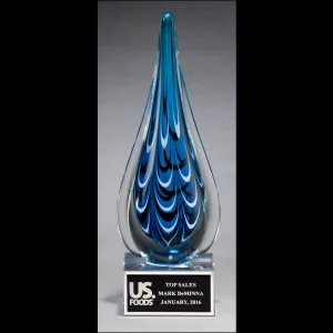 Blue and Black Teardrop Art Glass Award – 2220 - Image 1