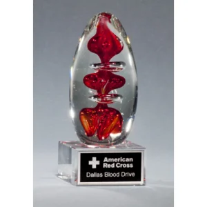 Egg-Shaped Red Art Glass Award 2255