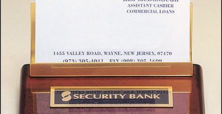 542 Rosewood Desktop Business Card Holder with Brass Accent