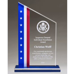 Clear Acrylic Award with American Flag Design A7207