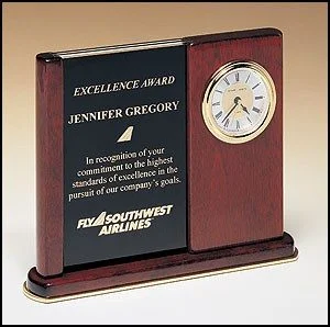 BC3 Rosewood Desk Clock with Duo Engraving Plates