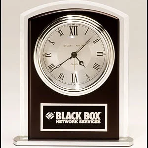 BC965 Wood Accented Glass Desk Clock
