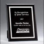 Black Glass Plaque with Silver Border G2885