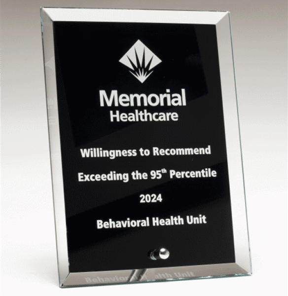 G3180 Clear Glass Award with Black Painted Background Silver Plated Post