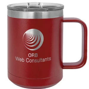 engravable tumbler mug red