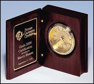 BC69 Mahogany Finish Book Clock with Gold Dial