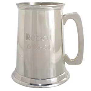 Engravable Pewter Tankard with Glass Bottom